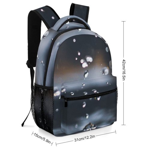 yanfind Children's Backpack Dark Time Lapse Waterdrops Light Drop Ripples Puddle Outdoors Raindrops Reflection Preschool Nursery Travel Bag