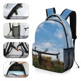 yanfind Children's Backpack Reindeer Deer Antlers Grass Wildlife Preschool Nursery Travel Bag