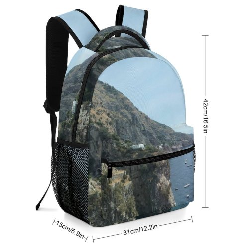 yanfind Children's Backpack Cliff Outdoors Amalfi Italy Ocean Coast Promontory Seaside Buildings Coastal Town Boat Preschool Nursery Travel Bag