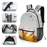 yanfind Children's Backpack Amazing Golden Scenery  Sunlight Sunset Adventure Sunrays Travel  Sunrise Balloons Preschool Nursery Travel Bag