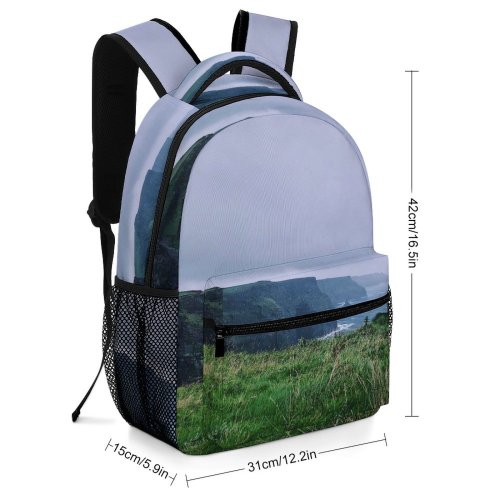 yanfind Children's Backpack Cliff Outdoors Ocean Sea Promontory Shoreline Coast Field Grassland Land Countryside Grass Preschool Nursery Travel Bag