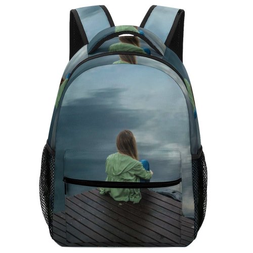 yanfind Children's Backpack Frustration Planks Sad Problem Emotion Loneliness Placid Sadness Wooden Solitude Unhappy Stressed Preschool Nursery Travel Bag