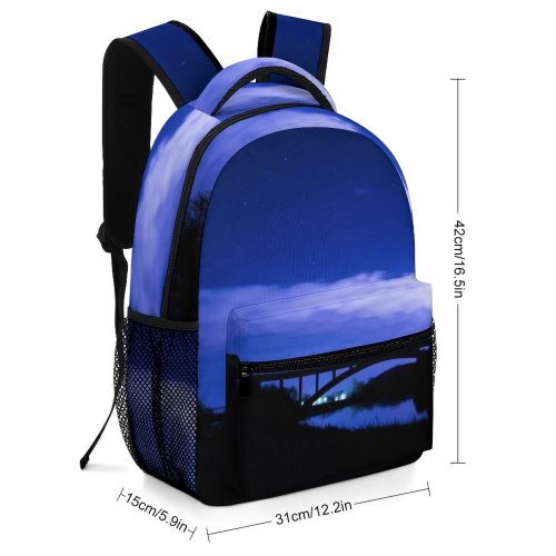 yanfind Children's Backpack Backlit Landscape Sky Evening Silhouette River  Mystical Outdoors Starry Night Trees Preschool Nursery Travel Bag