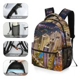 yanfind Children's Backpack Beautiful City Buildingss Illuminated Lights Cityscape Evening Building Architecture High Exterior Aerial Preschool Nursery Travel Bag