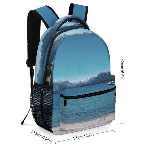 yanfind Children's Backpack Bay Sand Vacation Landscape Daylight Travel Island Beach  Watercrafts Dock Outdoors Preschool Nursery Travel Bag