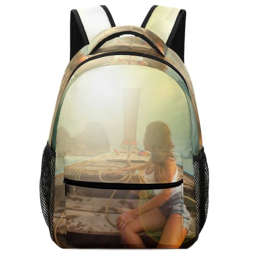 yanfind Children's Backpack Girl Sunset Landscape Sail Boat Transportation Outdoors Scenic Horizon Sky Sea Preschool Nursery Travel Bag