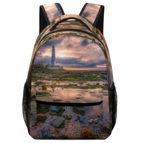 yanfind Children's Backpack Bay Clouds St. Sunset Landscape Evening Mossy Travel Whitley Island Causeway Beach Preschool Nursery Travel Bag