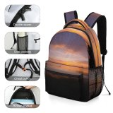 yanfind Children's Backpack Backlit Skyscape Clouds Sunset Landscape Evening Light Beach  Boat Silhouetted Outdoors Preschool Nursery Travel Bag