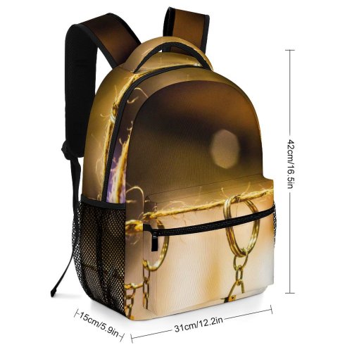 yanfind Children's Backpack  Bokeh Keychain Metal String Hanging Wooden Lights  Display Couple Gold Preschool Nursery Travel Bag