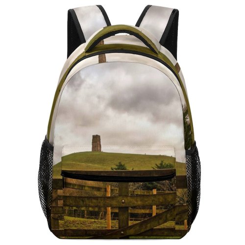 yanfind Children's Backpack Landscape Countryside Plant Creative Mound Pictures Grassland Outdoors Tree Wood Railing Preschool Nursery Travel Bag