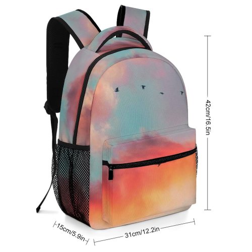 yanfind Children's Backpack Golden Silhouettes Scenery Clouds Sunset Aircraft Avian Airliner Hour Preschool Nursery Travel Bag