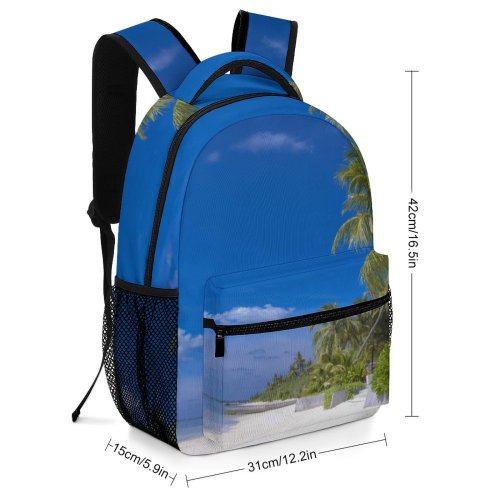 yanfind Children's Backpack Beautiful Sand Vacation  Daylight Travel Island Beach Turquoise Watercrafts Tropical Boat Preschool Nursery Travel Bag