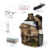 yanfind Children's Backpack Grass Wild   Jungle Portrait Hunter Wildlife Danger Reflection River Cat Preschool Nursery Travel Bag