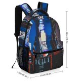 yanfind Children's Backpack Billboard Street City Illuminated Lights Downtown Traffic Evening Buildings  Urban Architecture Preschool Nursery Travel Bag