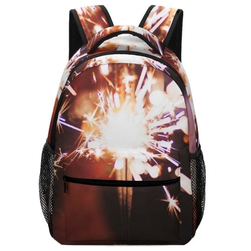 yanfind Children's Backpack Festive Bokeh Focus Sparklers Sparkles Sparks Sparkle Illuminated Lights Fireworks Preschool Nursery Travel Bag