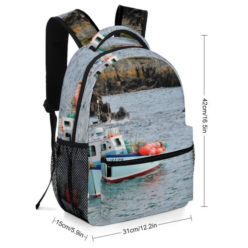 yanfind Children's Backpack Bay Landscape Boat Transportation Sea Outdoors Seascape System Watercraft Ocean Preschool Nursery Travel Bag