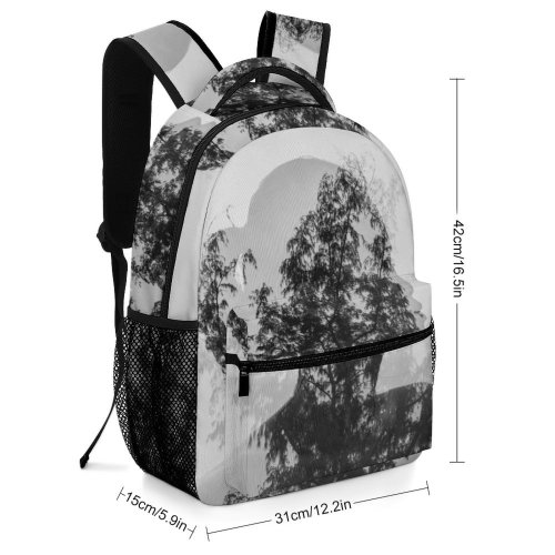 yanfind Children's Backpack  Horizon Silhouette Tree Double Scene Peace Exposure Wavy Outdoors Quiet Scenery Preschool Nursery Travel Bag