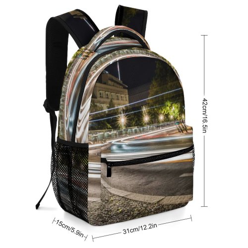 yanfind Children's Backpack Expressway Street City Dark Time Movement Lights Downtown Lapse Fast Traffic Preschool Nursery Travel Bag