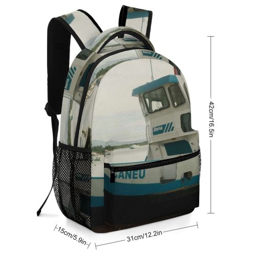 yanfind Children's Backpack Bay Yacht Clouds Port Daylight Pier Travel Ferry Watercrafts Boat Transportation Outdoors Preschool Nursery Travel Bag