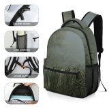 yanfind Children's Backpack Fog Outdoors Mist Grey Spooky Ominous Outside Road Dusk Halloween Creepy Cattails Preschool Nursery Travel Bag