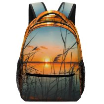 yanfind Children's Backpack Afterglow Scenery Clouds Reed Sunset Beach Peaceful Waters Sunrise Tranquil Outdoors Scenic Preschool Nursery Travel Bag