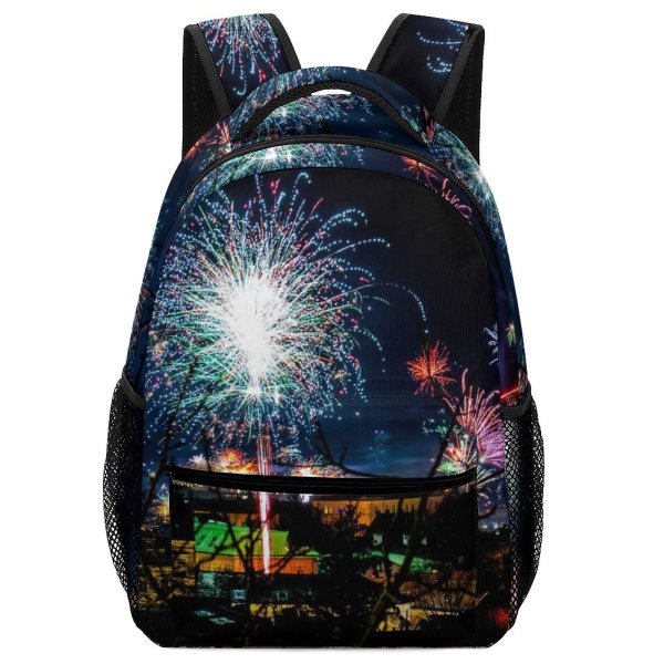 yanfind Children's Backpack Festival Dark Illuminated Lights Fireworks Evening Energy Event Light Explosion Outdoors Preschool Nursery Travel Bag