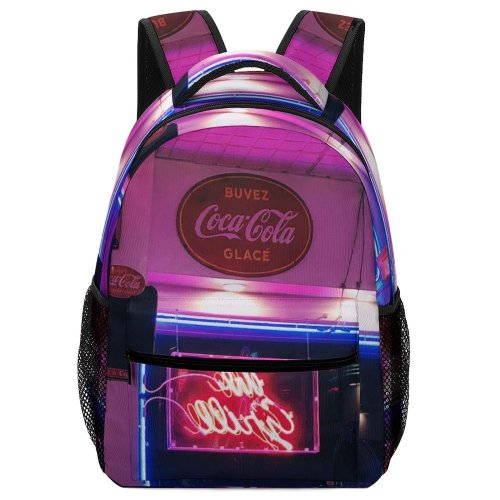 yanfind Children's Backpack Dark Design Coca Illuminated Lights Restaurant Bar Neon Urban Signalise Signage Preschool Nursery Travel Bag