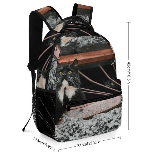 yanfind Children's Backpack Outdoors Ground Concrete Broken Urban Street Brick  Portrait Wall Kitten Abandoned Preschool Nursery Travel Bag