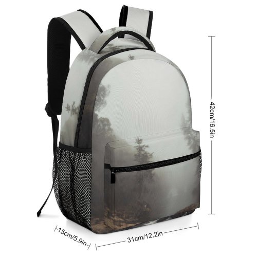 yanfind Children's Backpack Grey Fog Mist Tree Outdoors Forest Woodland River  Rock Landscape Wildlife Preschool Nursery Travel Bag