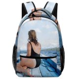 yanfind Children's Backpack Bali Traveler Saltwater Swimsuit Vacation Clouds Travel Leisure Wooden Swimwear Female Tropical Preschool Nursery Travel Bag