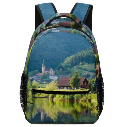 yanfind Children's Backpack Forest Solar Panels Placid Grass Wood Landscape Daylight Conifer River Outdoors Scenic Preschool Nursery Travel Bag