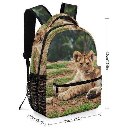 yanfind Children's Backpack Outdoors Cute Big Cat Cub Wild Lion Wildlife Preschool Nursery Travel Bag