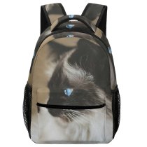 yanfind Children's Backpack Nose Pet Siamese Fur Profile Domain Staring Pictures Grey Whiskers Cat Preschool Nursery Travel Bag