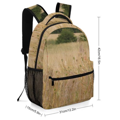 yanfind Children's Backpack Field Corn France Poppies Summer Country Warm Prairie Grass Grassland Plant Phragmites Preschool Nursery Travel Bag