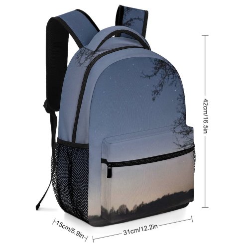 yanfind Children's Backpack Dark Fence Sunset Grass Wood Landscape Evening Field Outdoor Scenic Starry Preschool Nursery Travel Bag