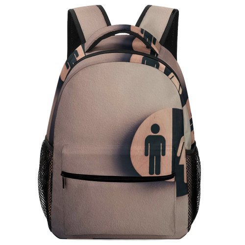yanfind Children's Backpack Dark Design Creativity Round Signage Gender Art Restroom Conceptual Bathroom Toilet Preschool Nursery Travel Bag