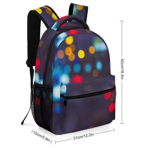 yanfind Children's Backpack  Focus Magic Time Shining Illuminated Lights Colorful Luminescence Abstract Round Bokeh Preschool Nursery Travel Bag