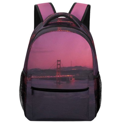 yanfind Children's Backpack Golden Dark Gate Lights Francisco Landscape Evening Infrastructure Transportation Horizon Preschool Nursery Travel Bag