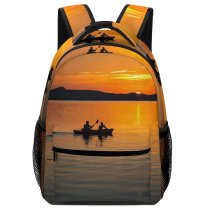 yanfind Children's Backpack Backlit Silhouettes Rowing Clouds Rowboat Sunset Mountains Leisure Beach Peaceful Waters Sunrise Preschool Nursery Travel Bag