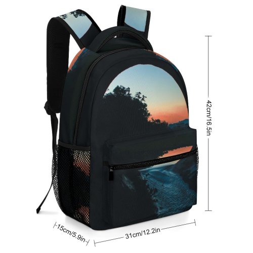 yanfind Children's Backpack Dark Ball Sunset Evening Travel Light Outdoors Round Lake Reflection Dawn Silhouette Preschool Nursery Travel Bag