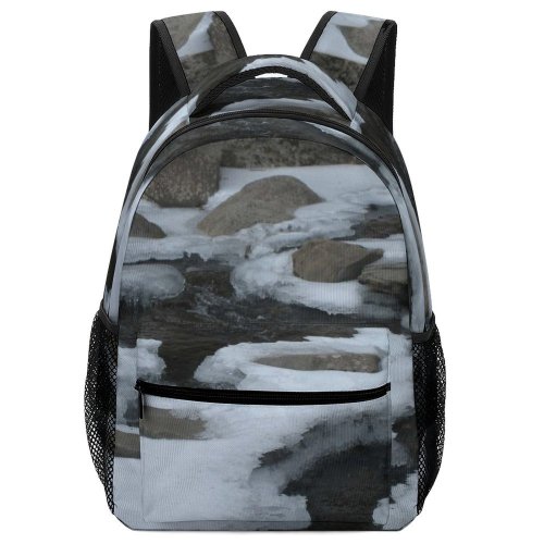yanfind Children's Backpack Creek Frozen Brook Snow Winter Freezing Rock Watercourse Geology Geological Preschool Nursery Travel Bag