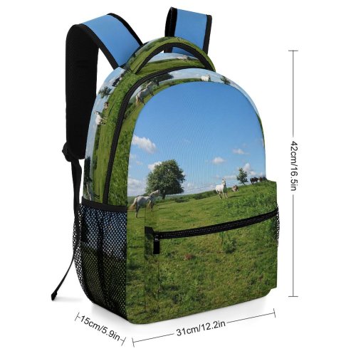 yanfind Children's Backpack Field Grassland Outdoors Countryside Farm Rural Horse Pasture Cattle Cow Meadow Ranch Preschool Nursery Travel Bag