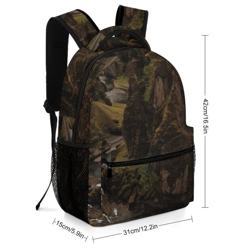 yanfind Children's Backpack Erosion Rocky Scenery Clouds Grass Formation Landscape Point Daylight Mountains Daytime Formations Preschool Nursery Travel Bag