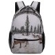 yanfind Children's Backpack Frozen Daylight Freezing Deer Frost Coniferous Frosty Winter Outdoors Reindeer Scenic Woods Preschool Nursery Travel Bag