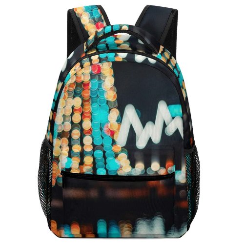 yanfind Children's Backpack  Tree Dark Design Illuminated Lights Decorations Evening Colorful Light Defocused Outdoors Preschool Nursery Travel Bag