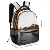 yanfind Children's Backpack Barge City Lights Canal Sunset Evening Travel Buildings Moscow Cruise Watercrafts Boat Preschool Nursery Travel Bag