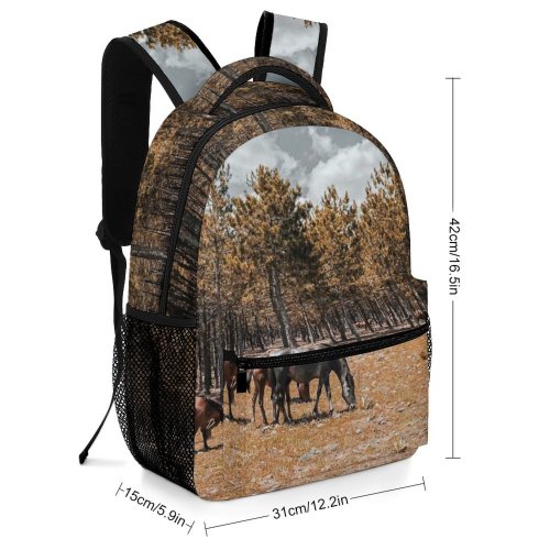 yanfind Children's Backpack Field Savanna Horse Domain Rural Public Sok Outdoors Farm Grazing Pasture Preschool Nursery Travel Bag