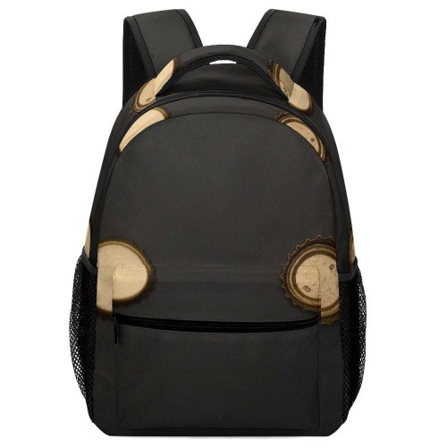 yanfind Children's Backpack Golden Dark Metal Design Recycle Beer Caps Round Art Bottle Gold Preschool Nursery Travel Bag