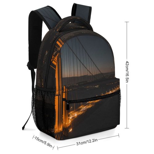 yanfind Children's Backpack Bay Golden City Dark Gate Illuminated Lights Francisco Usa Connection  Evening Preschool Nursery Travel Bag