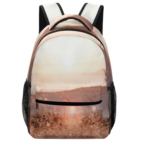 yanfind Children's Backpack Grass Plant Outdoors Romania Sunrise Sky Maramure Sunset Field Grassland  Light Preschool Nursery Travel Bag